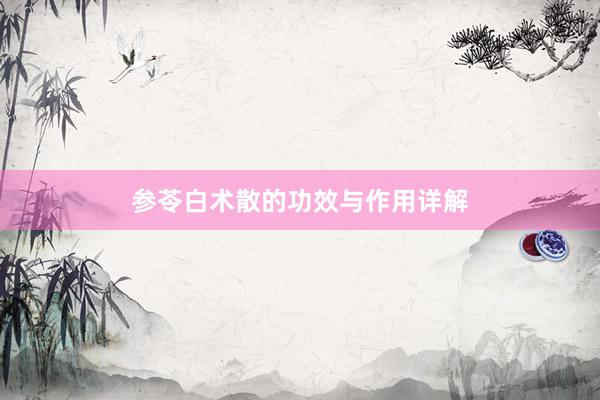 参苓白术散的功效与作用详解